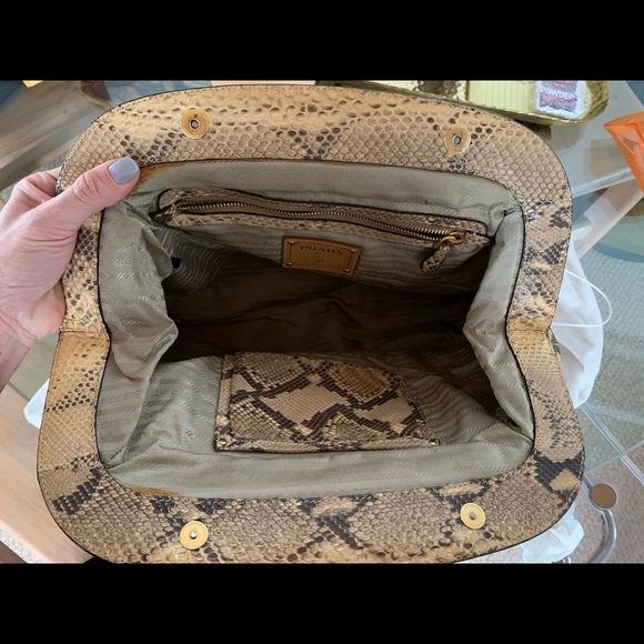 Prada raffia snakeskin satchel tote - Picture 6 of 6